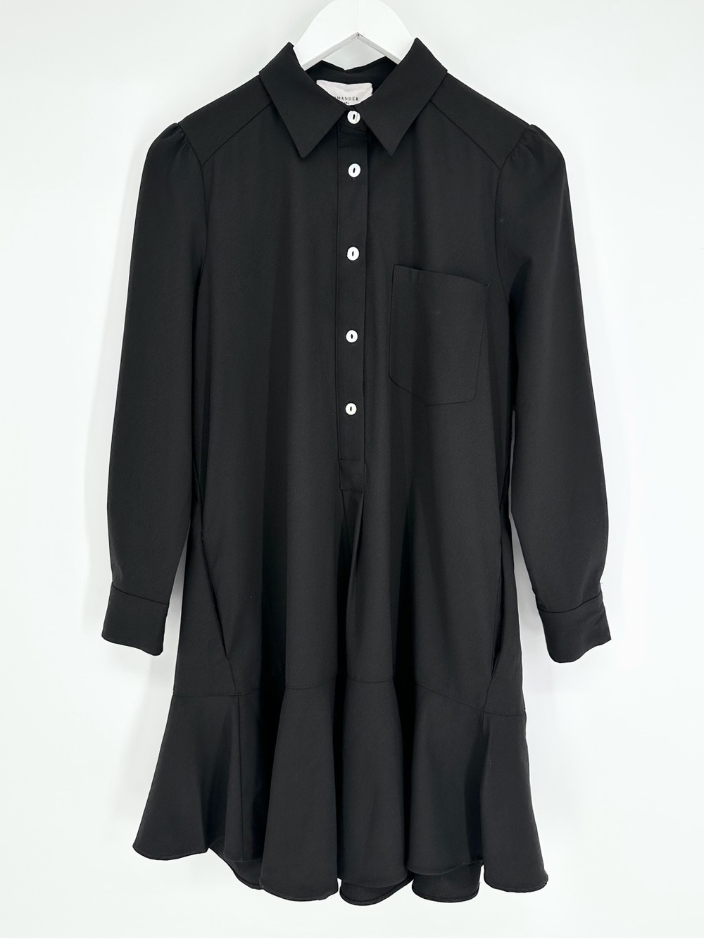 Tuckernuck Pomander Place Black Crepe Callahan Shirt Dress
